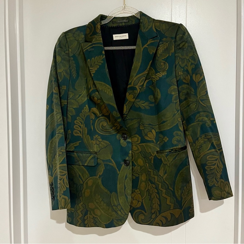 Dries Van Noten Olive and Mustard Blazer